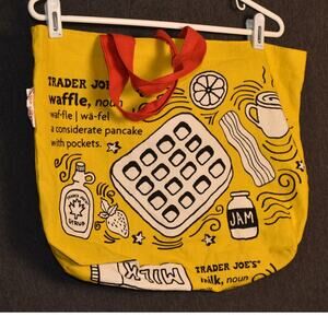 Trader Joe's Tote Breakfast Canvas Shopping Bag USA Made Yellow